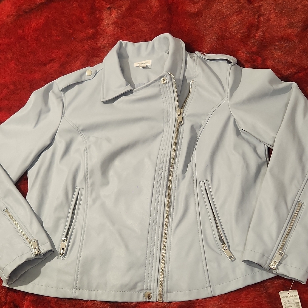 Westport Women's Sky Blue Leather Jacket